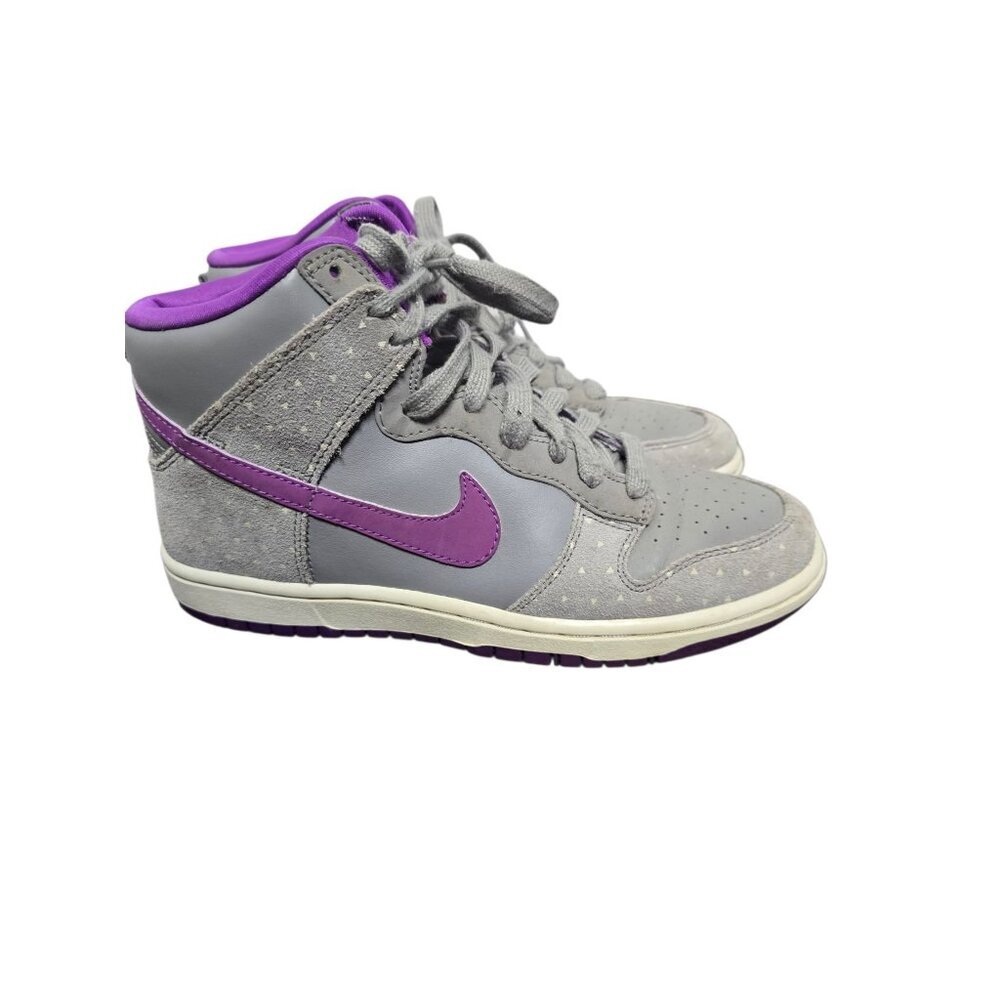 Nike Dunk High Skinny Sneakers Grey Purple Polka Dot size 7 Women's